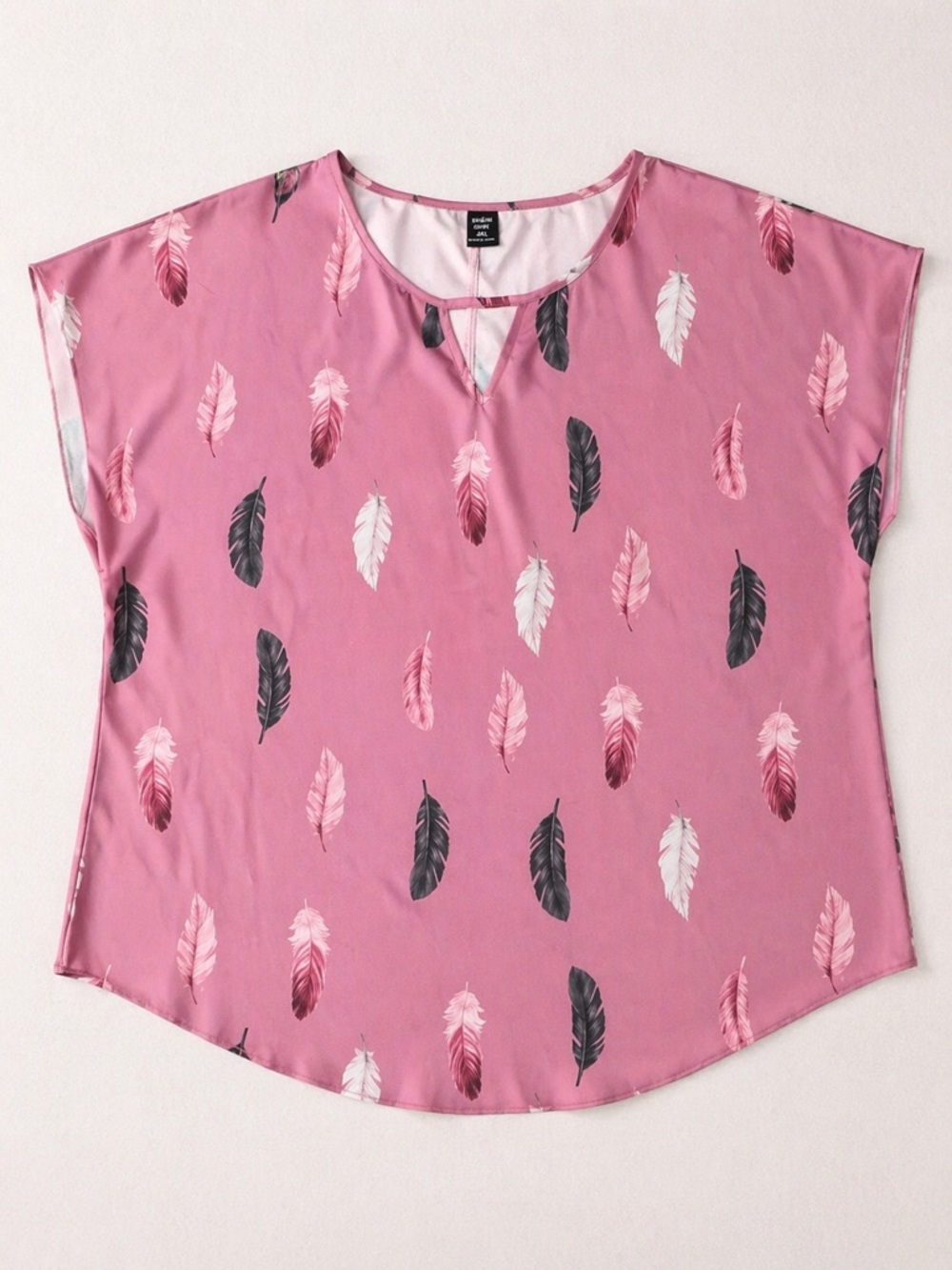 SHEIN Curve 4XL Pink Feather Print Blouse | Lightweight Flowy Top Plus Size